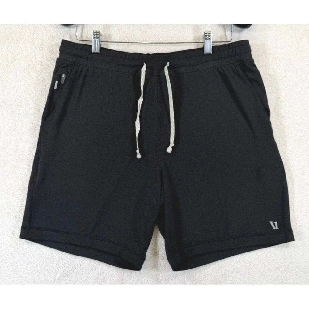 Vuori Mens Ponto Short Black Heather Athletic Lounge GYM Shorts Size L V344